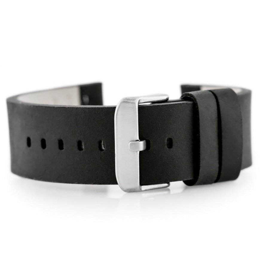 Pacific Leather watch strap - black/white 22 mm