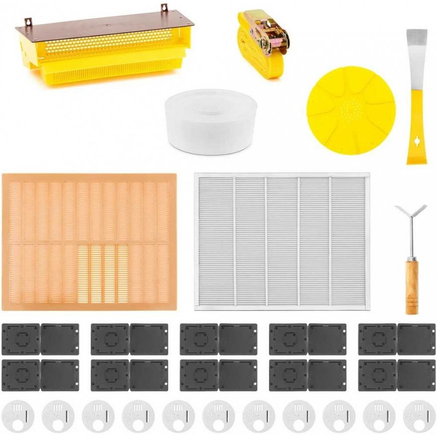 Wiesenfield Beekeeping Tool Set, Pollen Trap Belt, Beetle Trap - 28 pcs. – 2