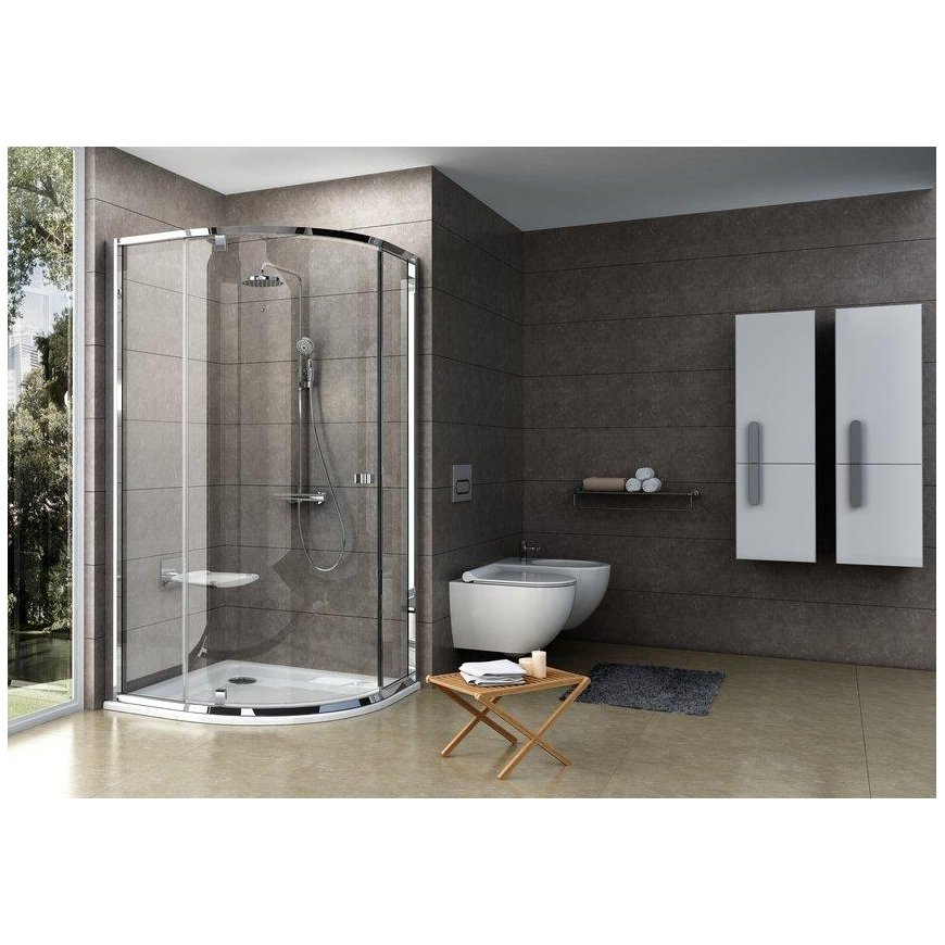 Semicircular shower enclosure Ravak Pivot, PSKK3-100, glossy+glass Transparent