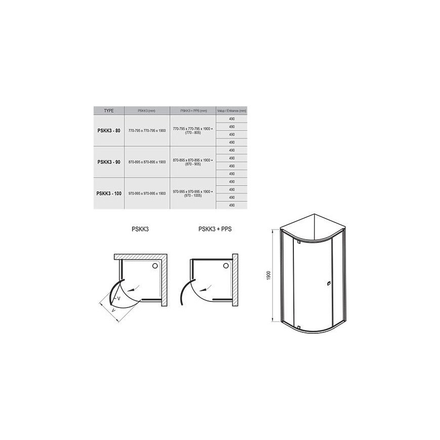Semicircular shower enclosure Ravak Pivot, PSKK3-100, glossy+glass Transparent – 4