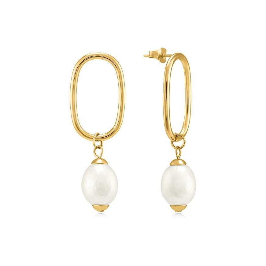Troli Charming gold-plated earrings with pearls VAAJDE201461G
