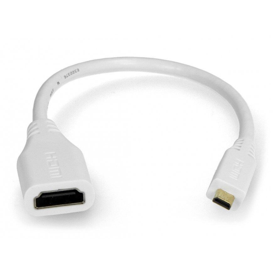 Raspberry MicroHDMI - HDMI-sovitin 0,235m Valkoinen – 2