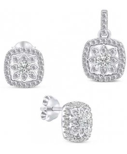 Brilio Silver Shiny silver jewelry set with zircons SET217W