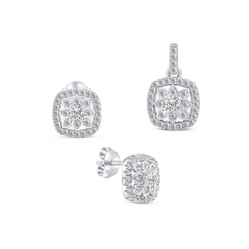 Brilio Silver Shiny silver jewelry set with zircons SET217W