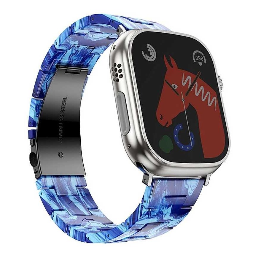 FORCELL F-DESIGN FA04 marmurinis dervos dirželis skirtas APPLE Watch 38 / 40 / 41 mm mėlynas – 2