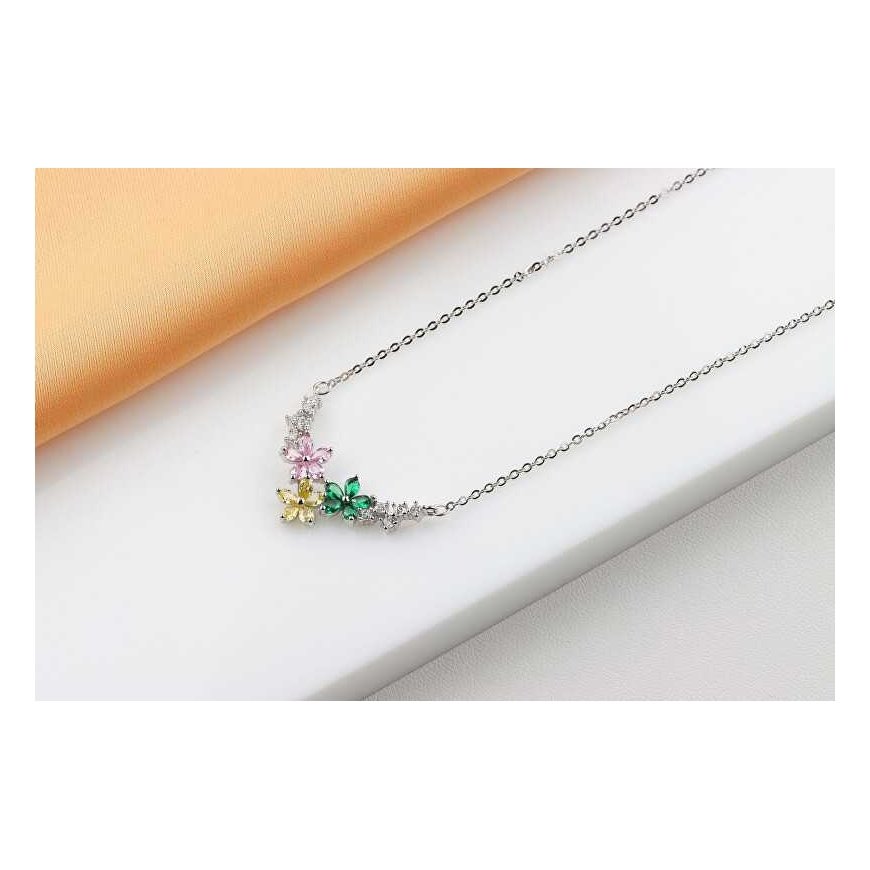 Brilio Silver Silver necklace Colorful flowers with zircons NCL173WRBW – 4