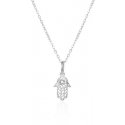 Agate Silver Hamsa Necklace - Hand of Fatima AGT-N012W (chain, pendant) Agate Silver Hamsa Necklace - Hand of Fatima AGT-N012W (chain, pendant)