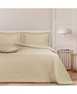 Bedspread MEADORE beige pressed material - textile microfiber 260x280 AmeliaHome