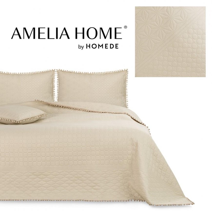 Bedspread MEADORE beige pressed material - textile microfiber 260x280 AmeliaHome – 2