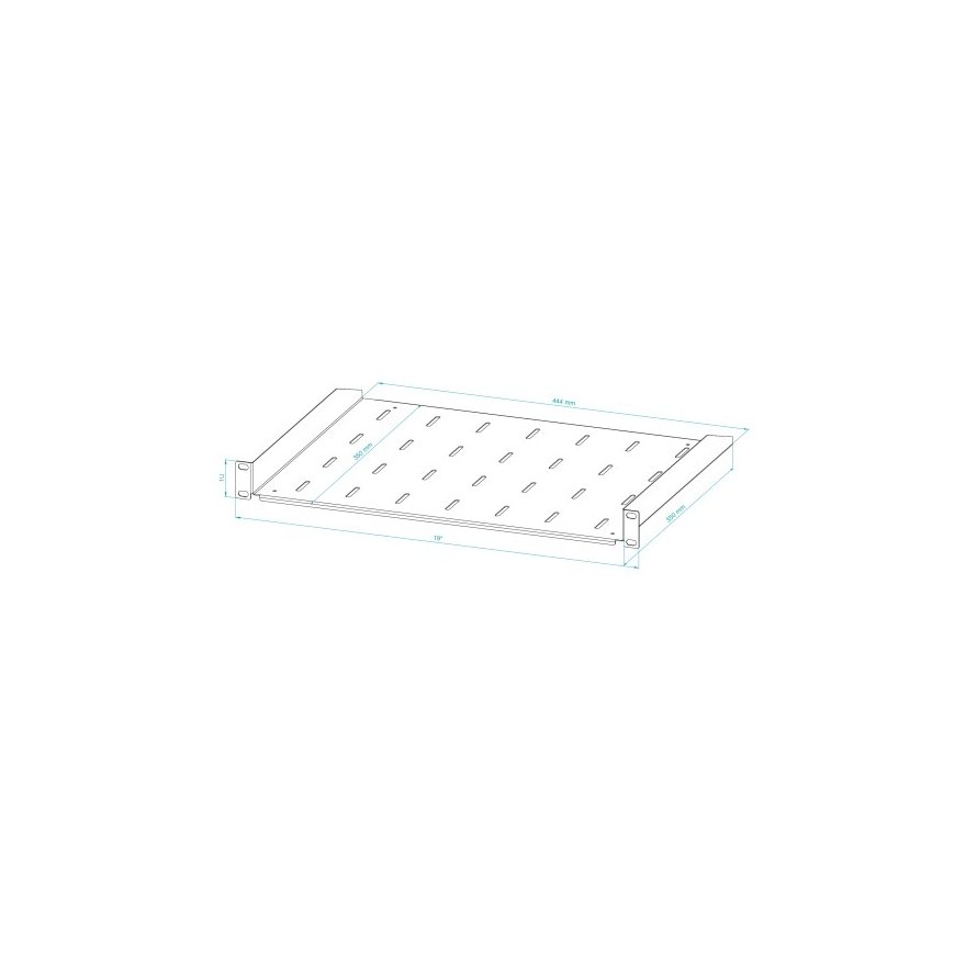 LEXI-Net 19" rack with perforation 1U/350mm, load capacity 15kg, black