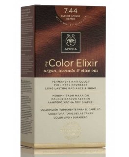 Pitkäkestoinen hiusväri Apivita MY COLOR ELIXIR, 7.44 Blonde Intense Copper
