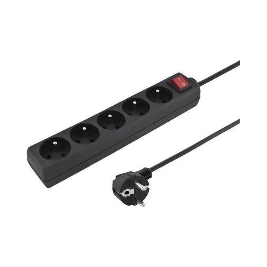 Konnoc DX-5FS 5m five-outlet power strip with switch BLACK