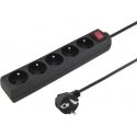 Konnoc DX-5FS 5m five-outlet power strip with switch BLACK Konnoc DX-5FS 5m five-outlet power strip with switch BLACK