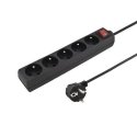 Konnoc DX-5FS 5m five-outlet power strip with switch BLACK Konnoc DX-5FS 5m five-outlet power strip with switch BLACK