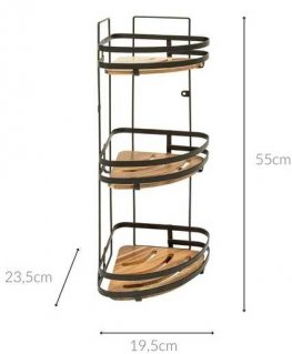 55 Simply Smart BLACKACIA kulmasuihkuhylly, ilman porausta, 23,5 x 19,5 x 55 cm