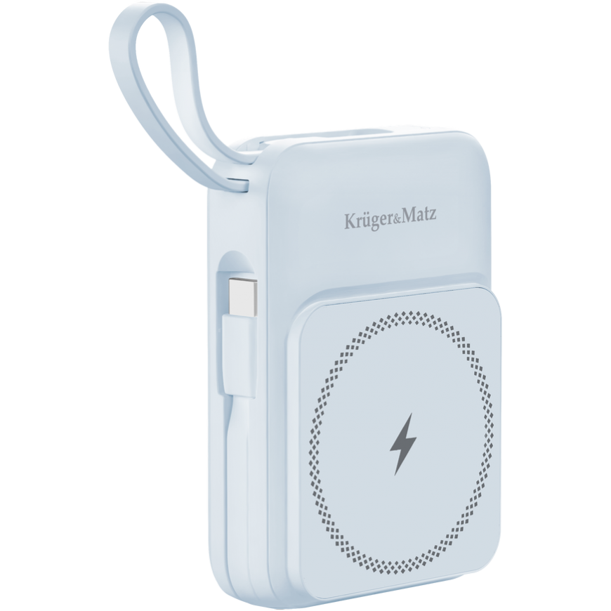 POWER BANK indukcinis Kruger & Matz 10000 mAh Mag Safe su mėlynu kabeliu – 4