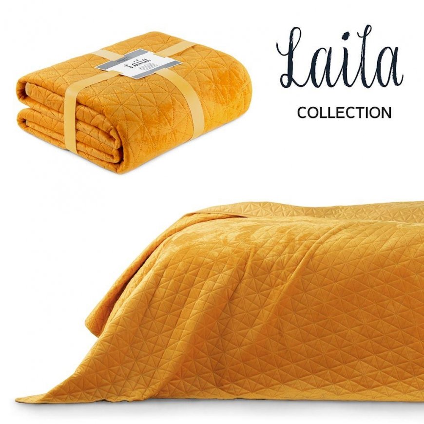AmeliaHome Bedspread LAILA color mustard style