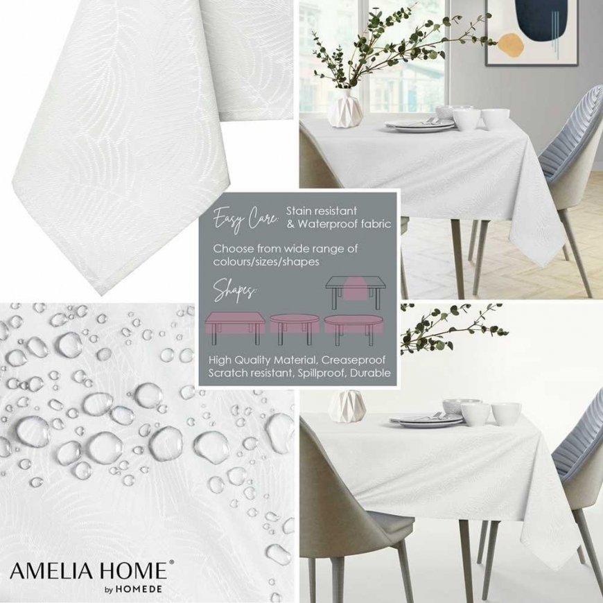 AmeliaHome Tablecloth AH GAIA BRD White 80X80 – 2