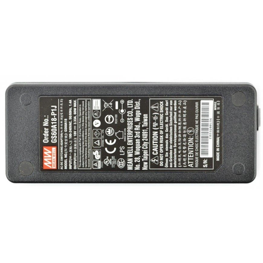 Power supply Mean Well GS60A18-P1J 18V/3.33A - DC plug 5.5/2.1mm – 2