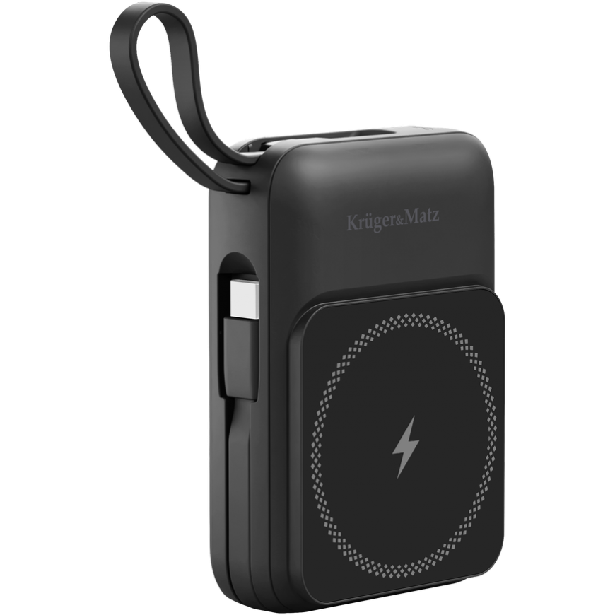 POWER BANK induktio Kruger & Matz 10000 mAh Mag Safe mustalla kaapelilla – 4