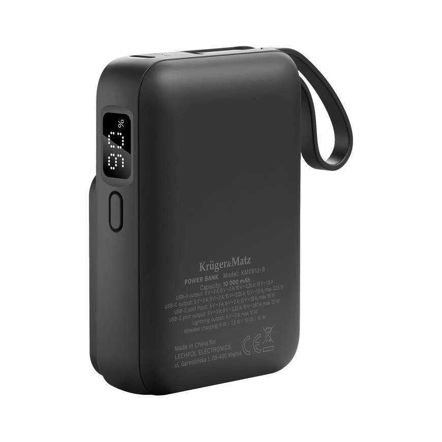 POWER BANK induction Kruger & Matz 10000 mAh Mag Safe with black cable – 5
