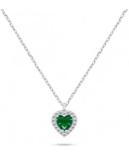 Brilio Silver Silver heart necklace with green zircon NCL158WG