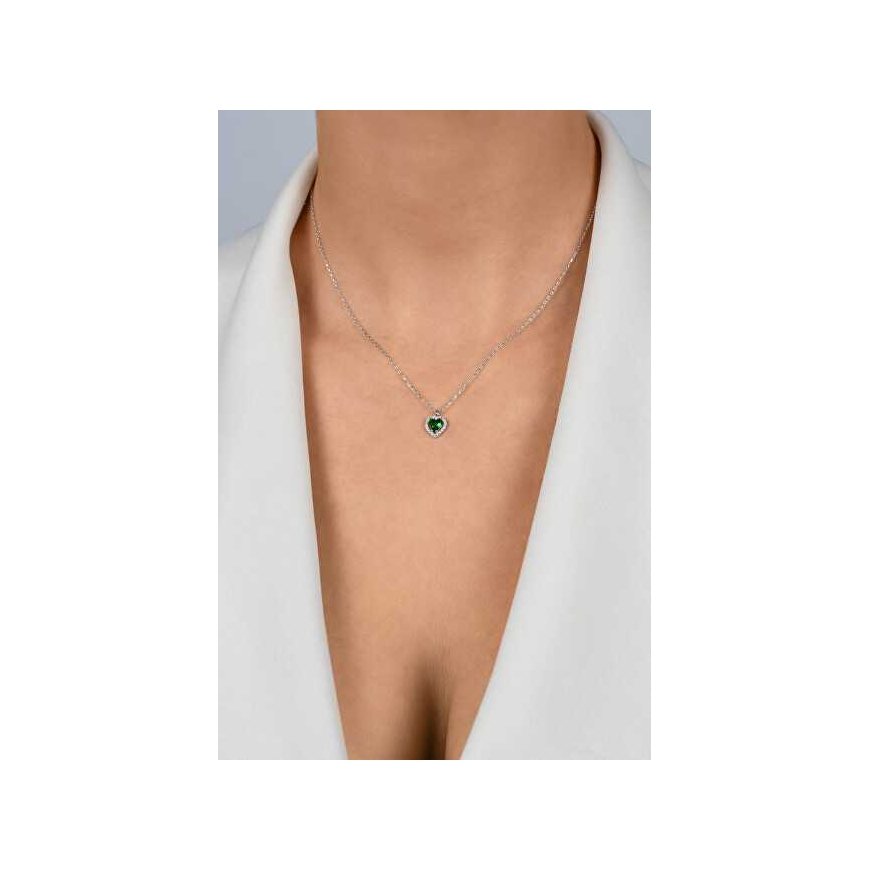 Brilio Silver Silver heart necklace with green zircon NCL158WG – 2