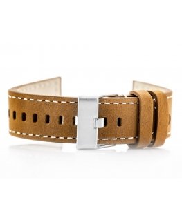 Pacific W25 leather watch strap - camel/white - 20mm