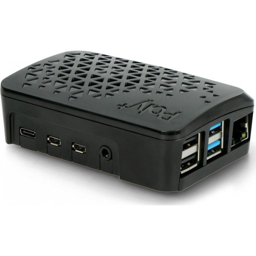 Dėklas skirtas Raspberry Pi 4B - Argon Poly + su mini ventiliatoriumi - juodas
