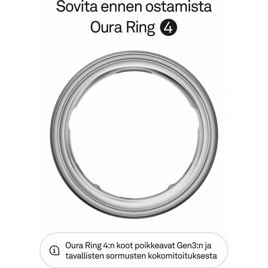 Oura Ring 4 älysormus, harjattu hopea, koko 14 – 3