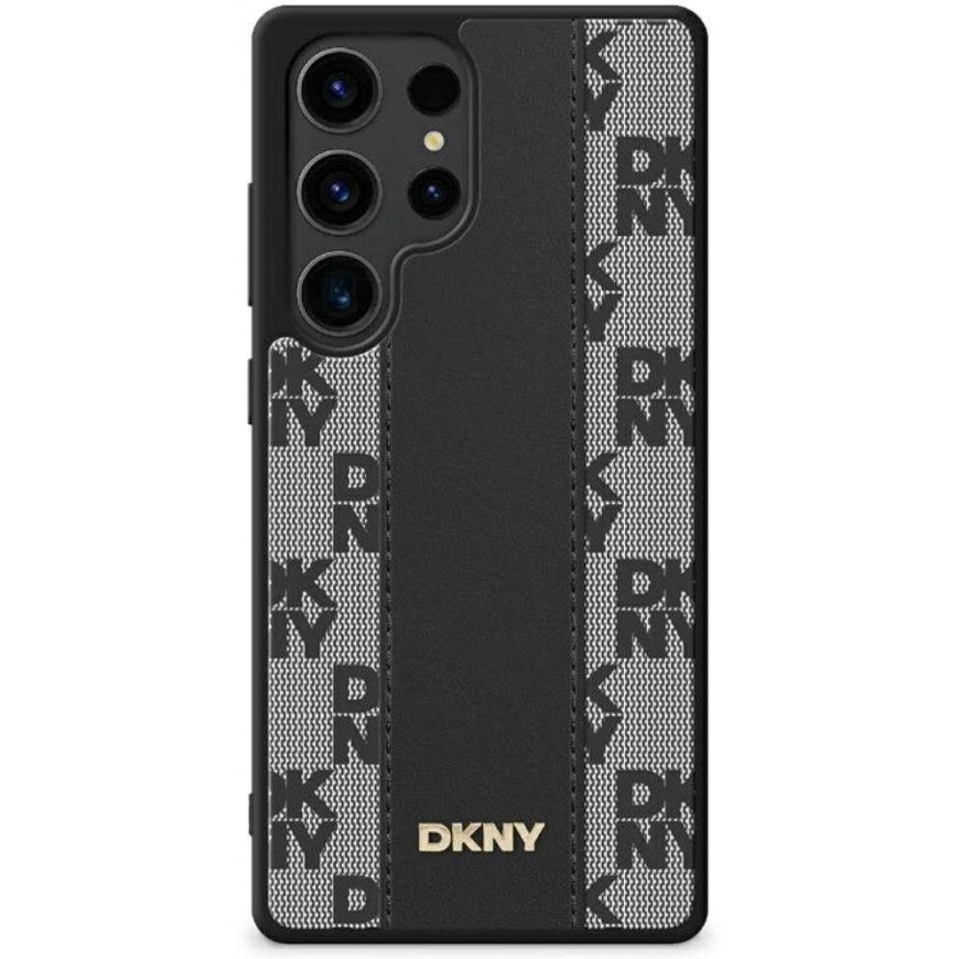 DKNY Leather Checkered Pattern MagSafe Samsung Galaxy S25 Ultra case in black