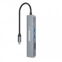 DUDAO Alu 6-in-1 USB3.0 Fast Hub multi-functional Wired USB 3.2 Gen 1 (3.1 Gen 1) Type-C Grey DUDAO Alu 6-in-1 USB3.0 Fast Hub multi-functional Wired USB 3.2 Gen 1 (3.1 Gen 1) Type-C Grey