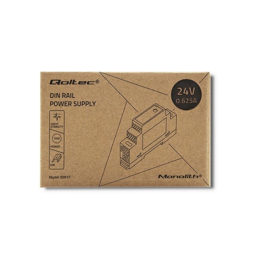 QOLTEC 50917 DIN rail power supply 15W 24V 0.625A Gray – 3