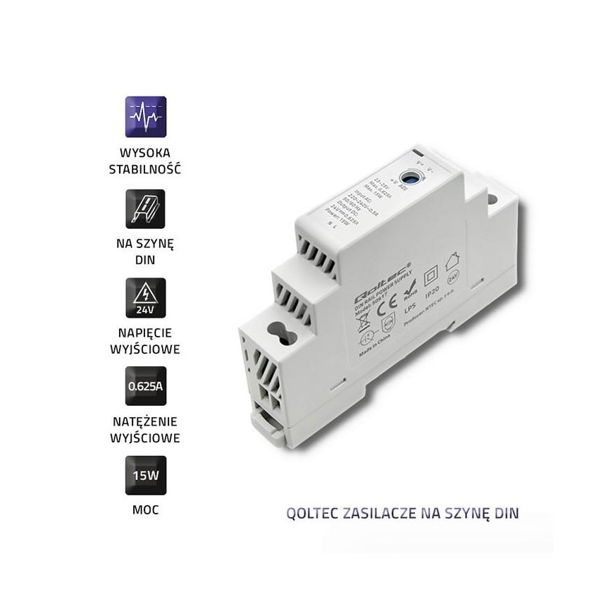 QOLTEC 50917 DIN rail power supply 15W 24V 0.625A Gray – 5