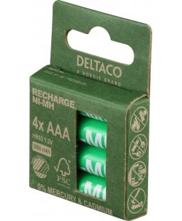 Deltaco ULT-NH1000AAA-4P батарейка Перезаряжаемая батарея AAA Никель-металл-гидридный (NiMH)