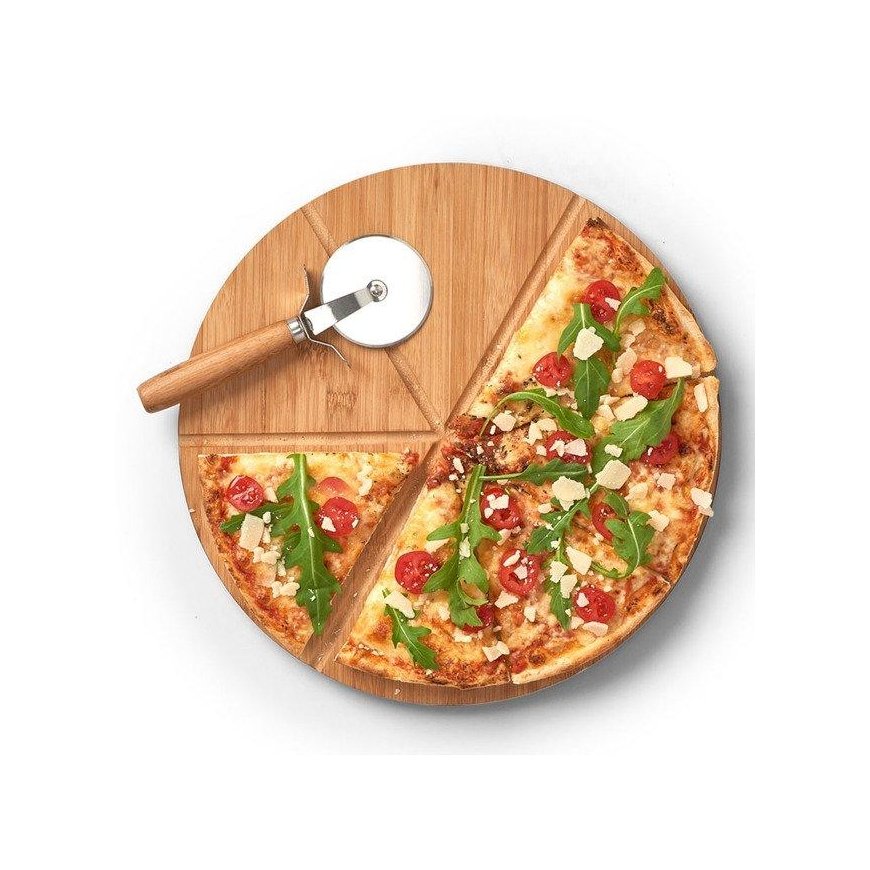 Bamboo Pizza-lauta saksilla, Ø 32 cm, bambu, ZELLER – 2