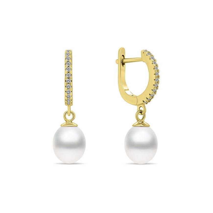 Brilio Silver Brilio Silver Charming gold-plated earrings with pearls EA650Y