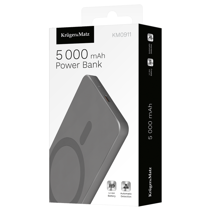 POWER BANK induction Kruger & Matz 5000 mAh Mag Safe gray – 2