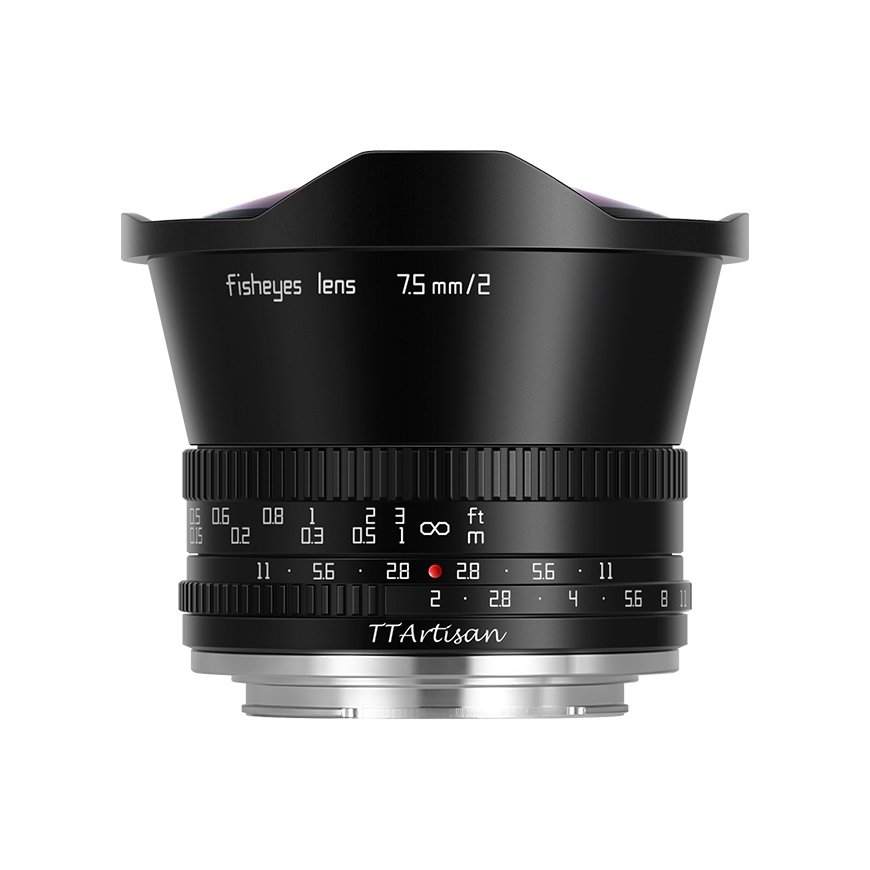 TTArtisan APS-C 7.5mm F2 Fisheye MILC „Žuvies akies“ objektyvas Juoda