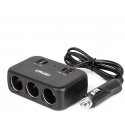 Cigarette lighter socket splitter with charger 1x usb-a 1x usb-c qc4.0 12v 24v 120w 80cm amio-04365