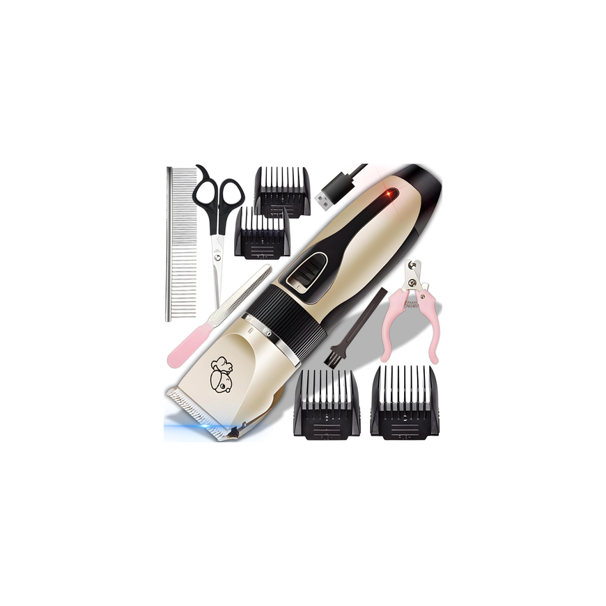 Extralink Pets | Dog and Cat Clipper | Cordless with 4 Attachments Comb Scissor File
