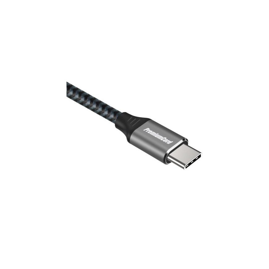 PREMIUMCORD cable USB-C M/M, 100W 20V/5A 480Mbps cotton braid, 2m