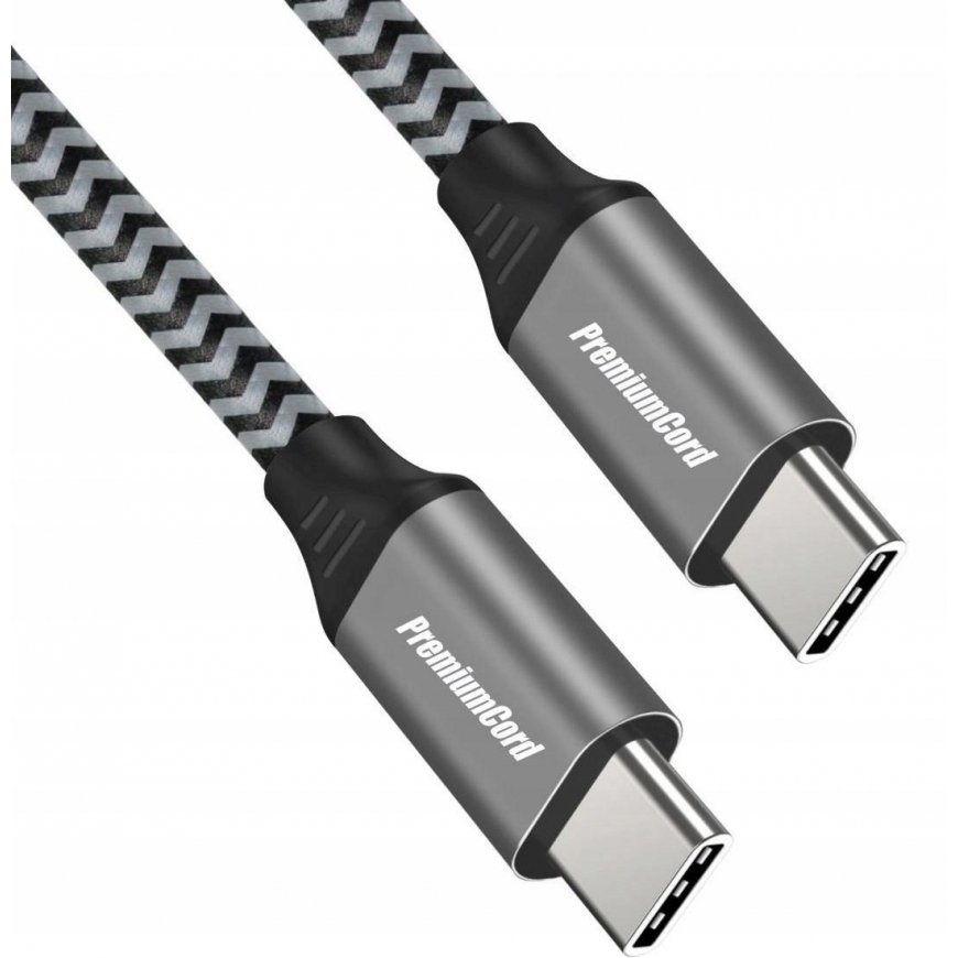 PREMIUMCORD cable USB-C M/M, 100W 20V/5A 480Mbps cotton braid, 2m – 2