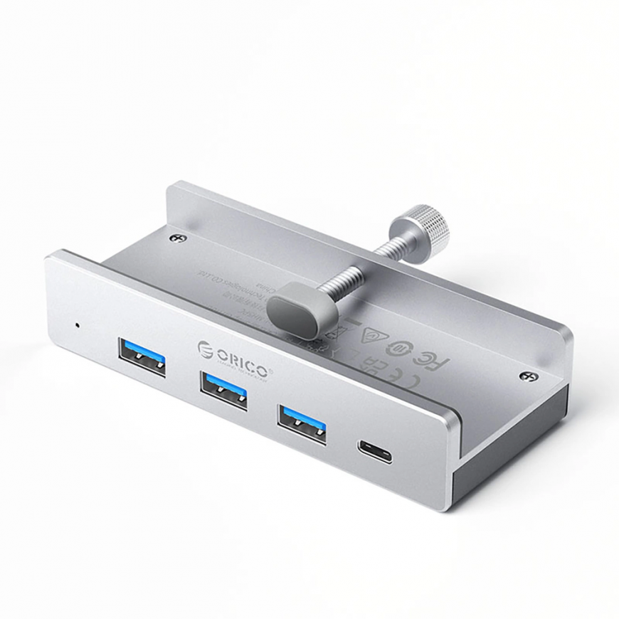 Orico MH4PC Hub Clamp Mountable USB-C / 3x USB-A 3.0 + 1x USB-C 3.0 - silver