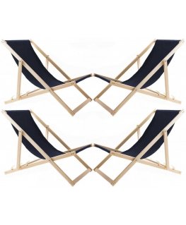 Set of 4 sun loungers, dark blue, assembled, Woodok