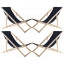 Set of 4 sun loungers, dark blue, assembled, Woodok Set of 4 sun loungers, dark blue, assembled, Woodok
