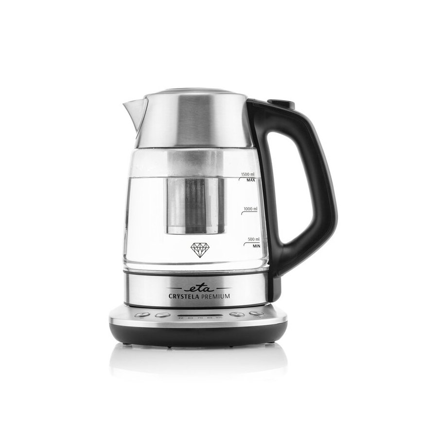 Eta ETA915390000 vedenkeitin 1,5 L 2200 W musta, Ruostumaton teräs, Läpinäkyvä – 2