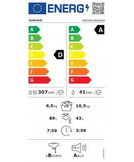 Gorenje Washing Machine with Dryer | WD2PA1X64ADW | Energy