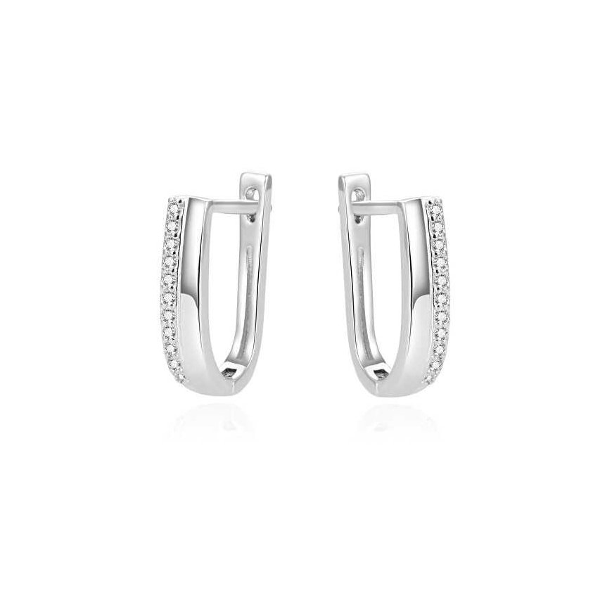 Beneto Stylish silver earrings with zircons AGUC1433