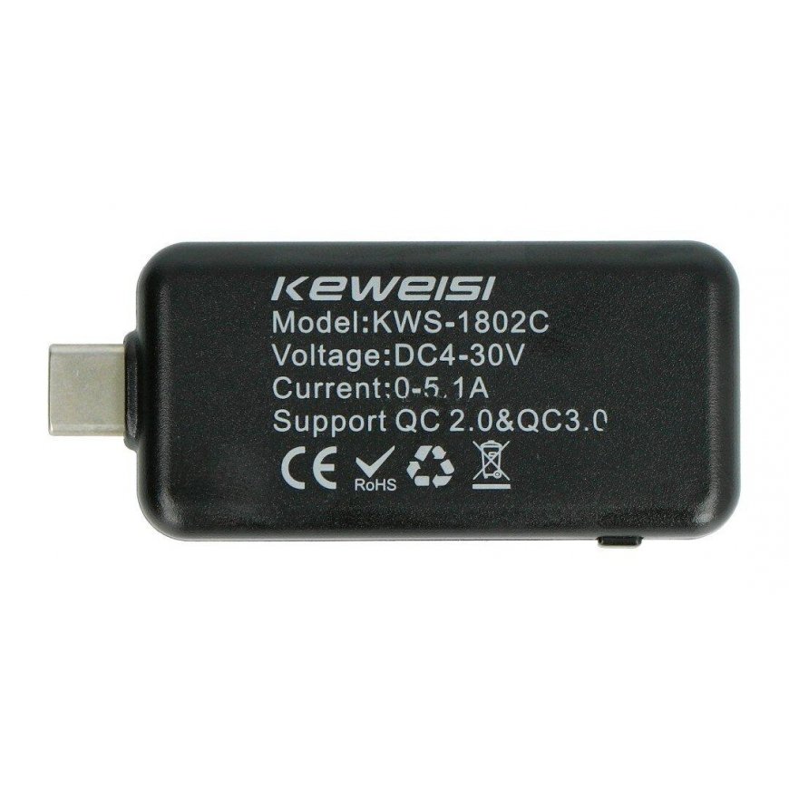 Oem USB tester Keweisi KWS-1802C current and voltage meter from USB C port - black – 4